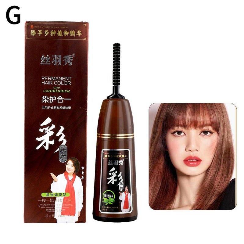 200ml Nanjing Tongrentang Pure Plant Hair Dye, Household Multi-Color Hair Dye with Whitening Cap, Foaming Hair Dye, Hair Coloring Comb, Hair Treatment Cream